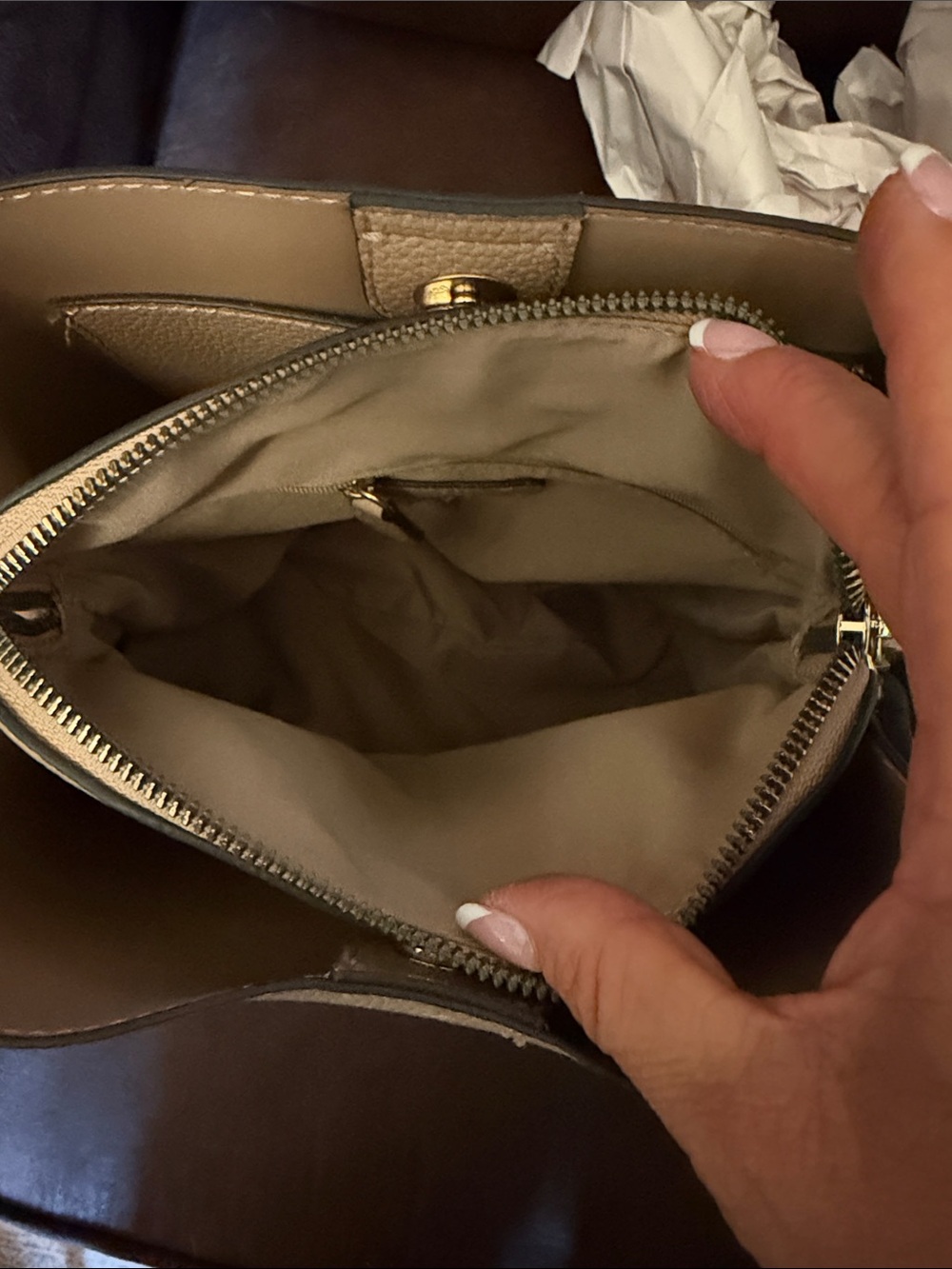 Nanette Lepore Cream Pebbled Leather Crossbody - Picture 5 of 8